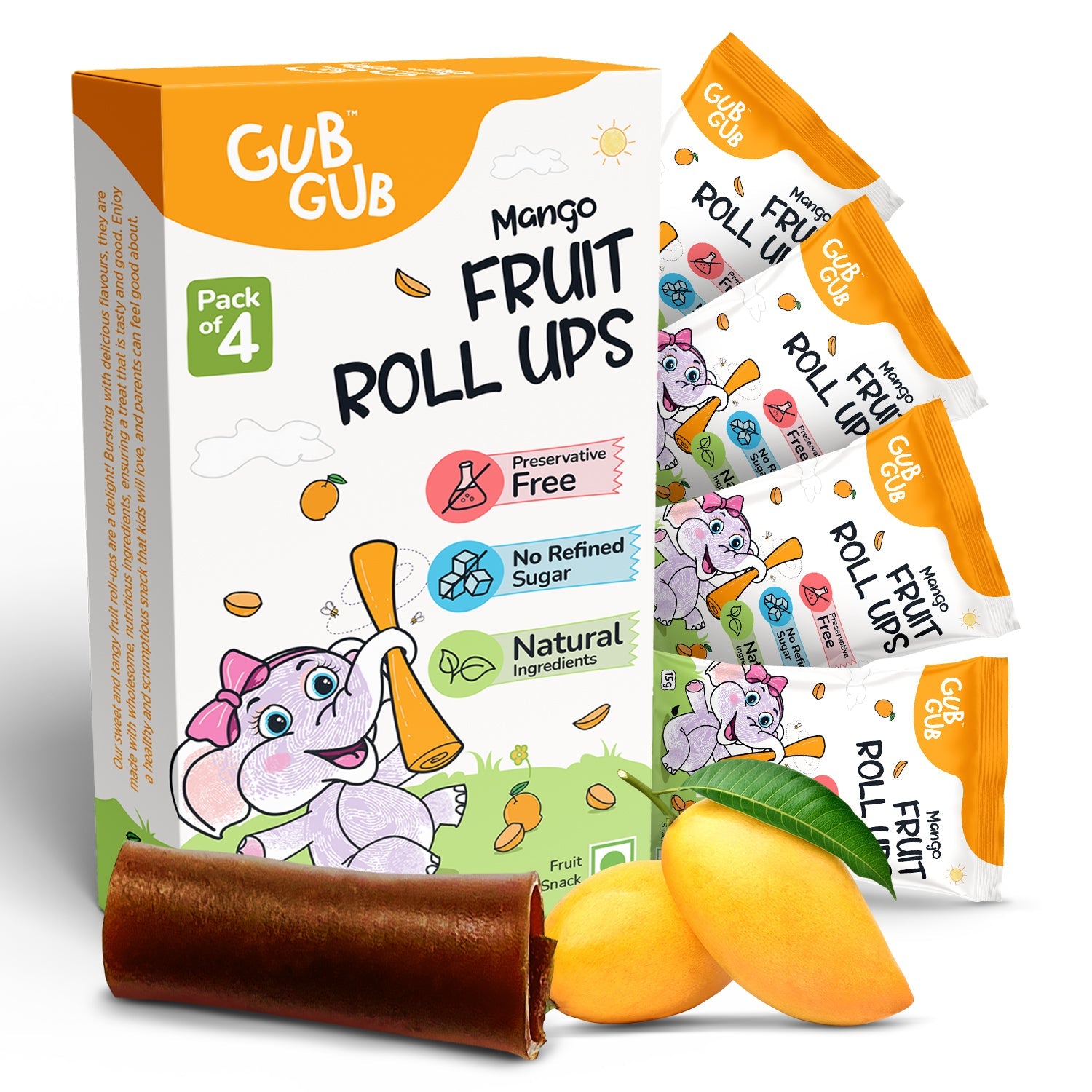 Mango Fruit Roll-Ups | Pack Of 4