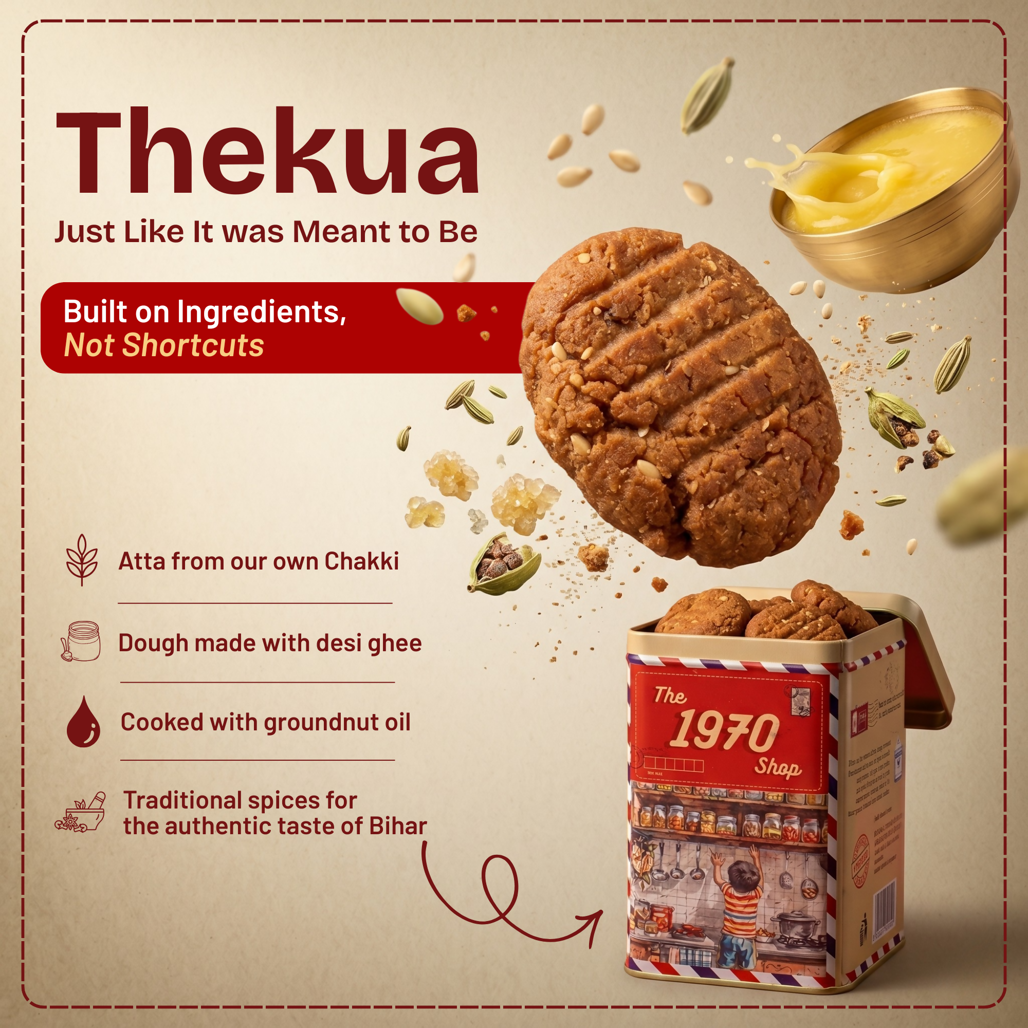 Desi Ghee Gud Thekua (No Maida)