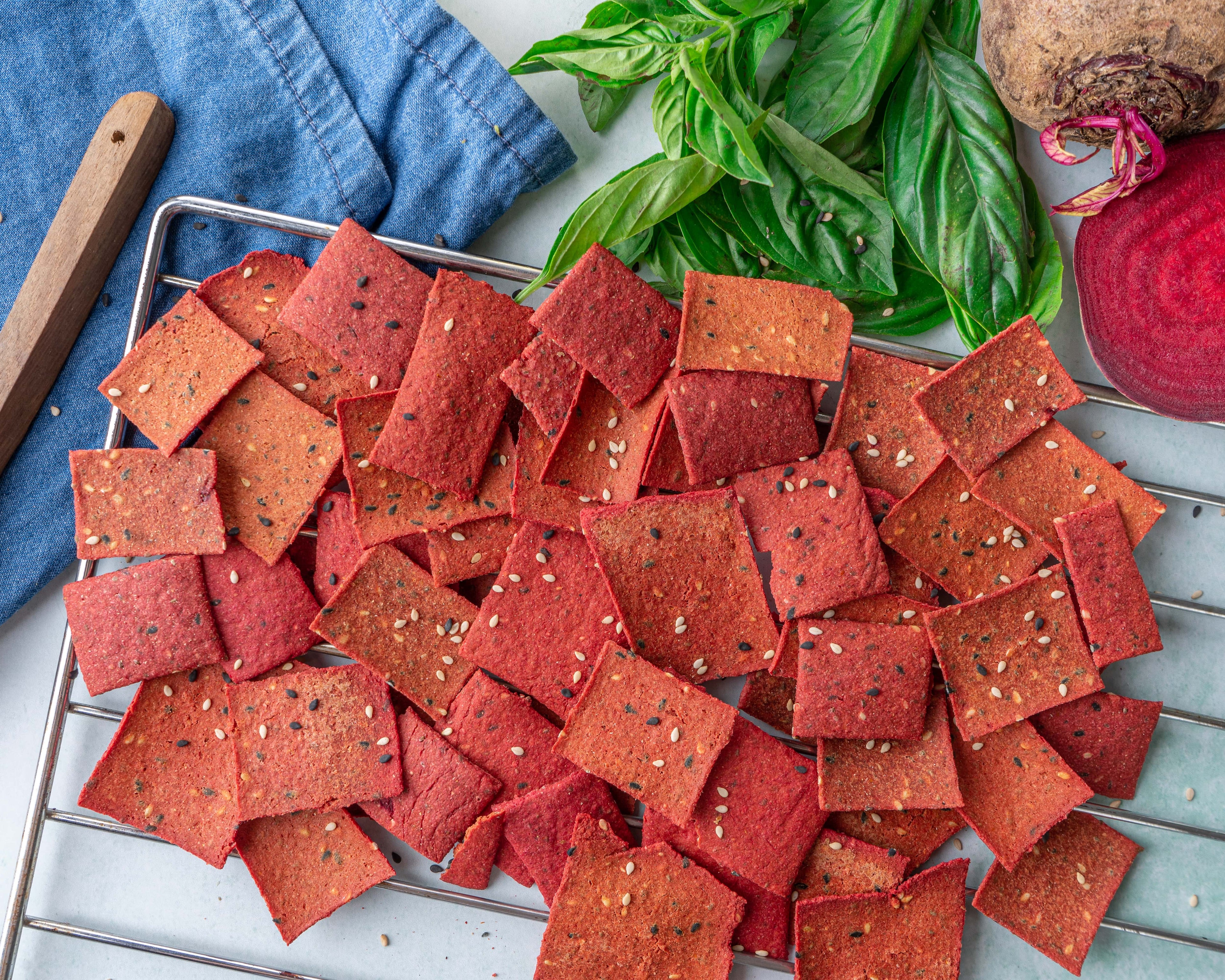 Beet Oat Crackers