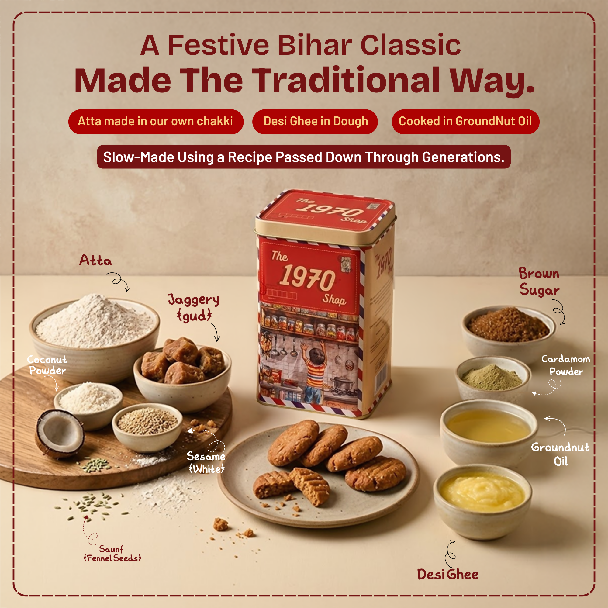 Desi Ghee Gud Thekua (No Maida)