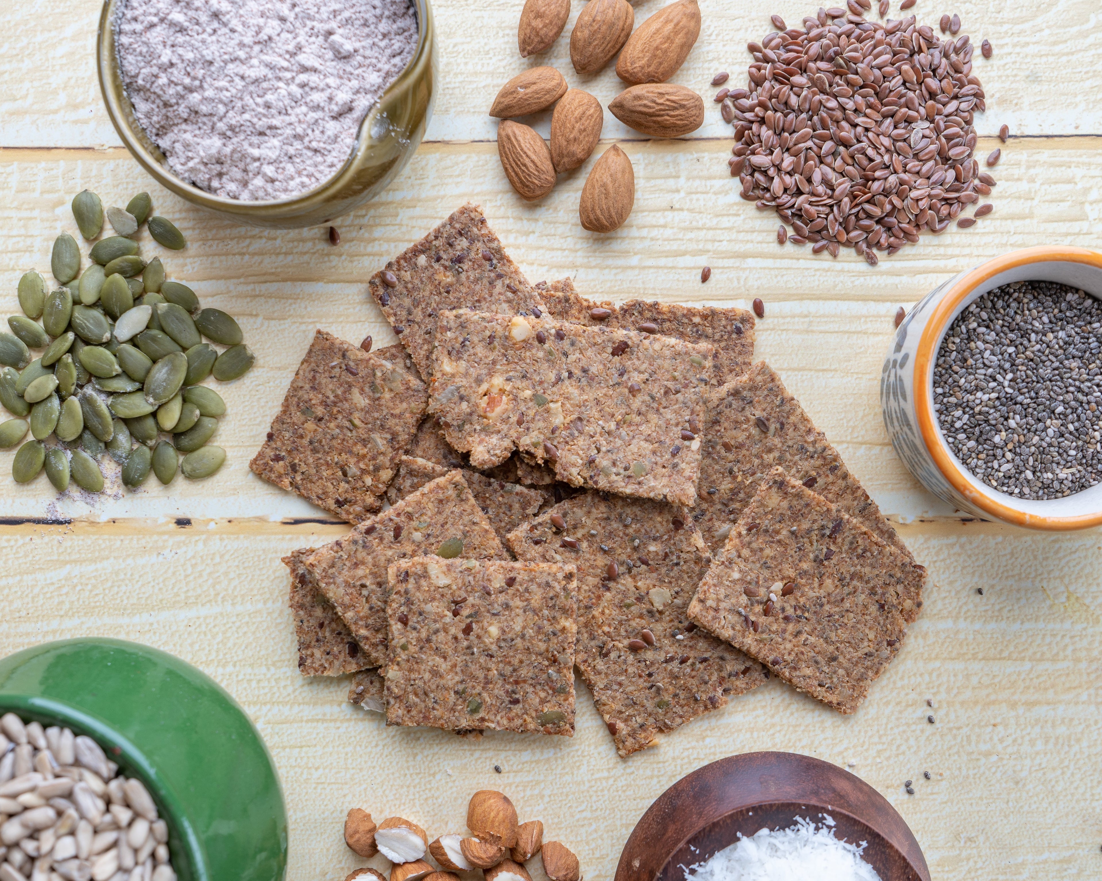 Keto Seedy Almond Crackers
