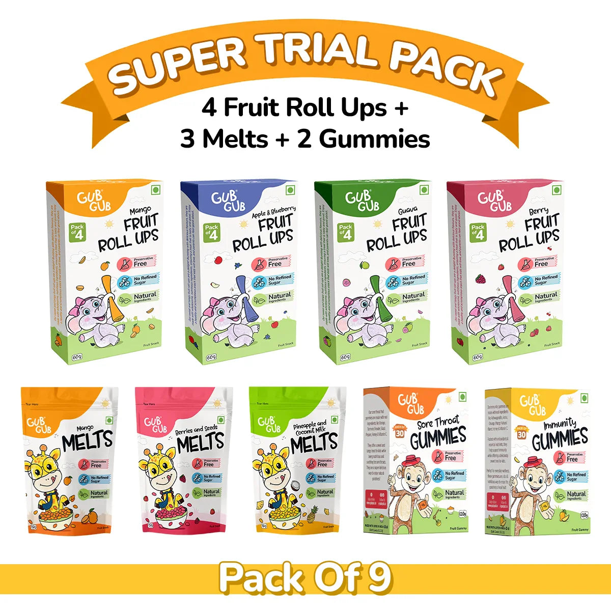 Super Trial Pack of 9 | Roll Ups, Melts & Gummies