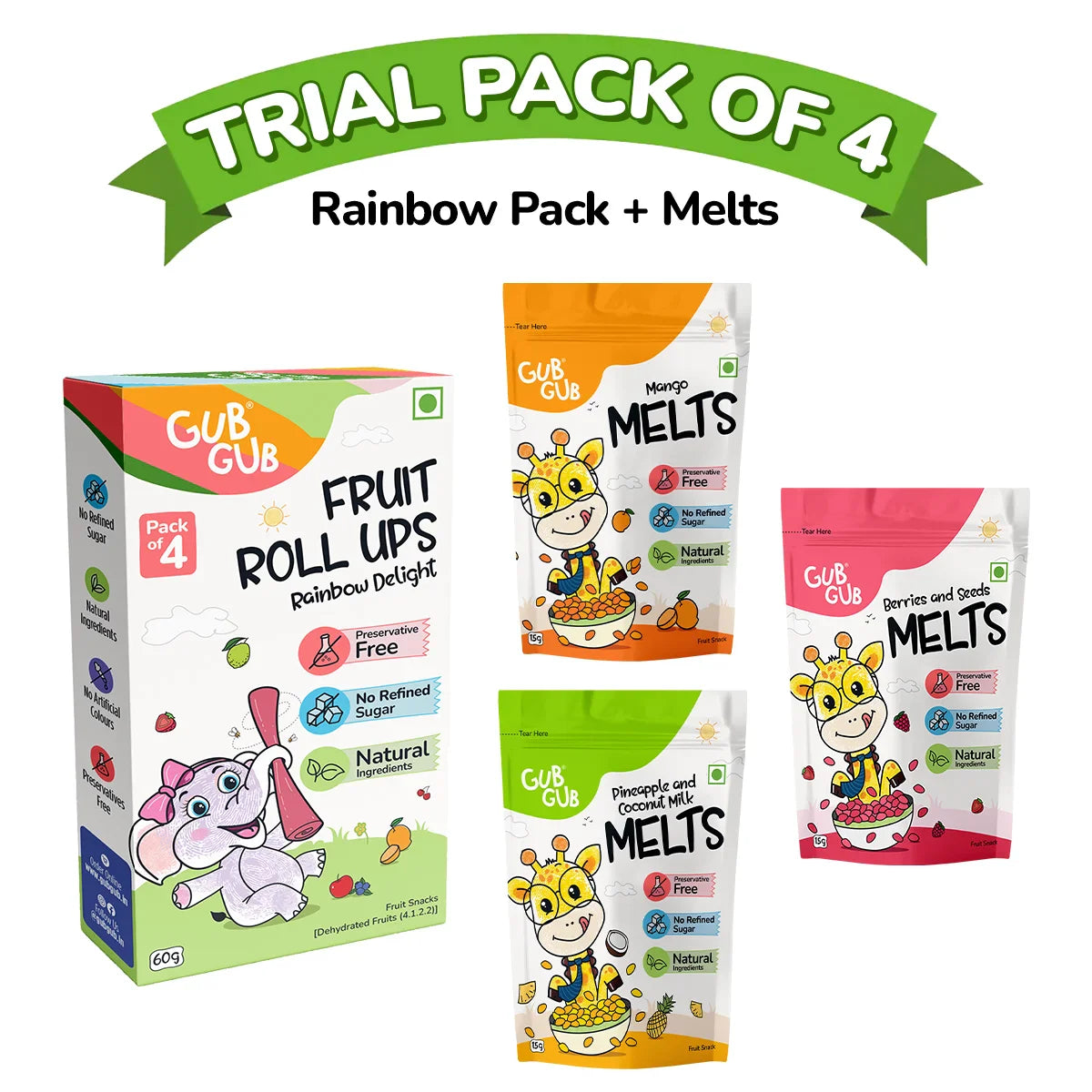 GubGub Trial Pack | Roll Ups & Melts | Pack Of 4