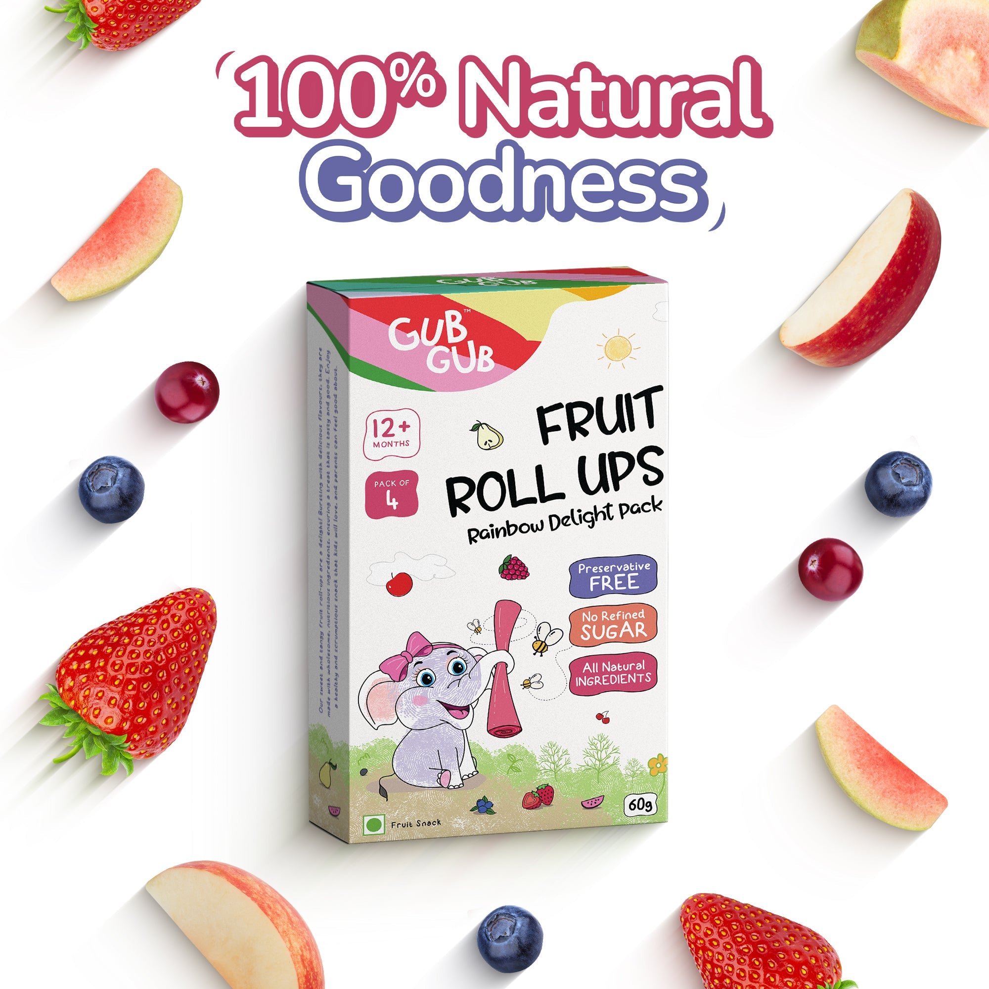 Fruit Roll Ups - Rainbow Delight Pack, Pack Of 4 Flavours
