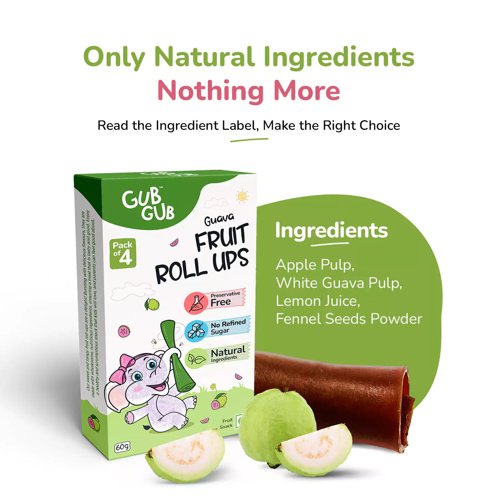 Fruit Roll Ups Assorted Pack of 4 | Apple, Mango, Guava, Berries